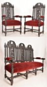LATE 19TH CENTURY VICTORIAN CARVED OAK THREE-PIECE SUITE