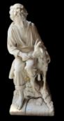LARGE CONTINENTAL SCHOOL 19TH CENTURY CARVED CARRARA MARBLE SCULPTURE