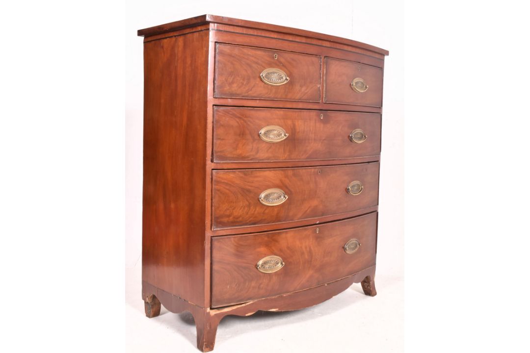 GEORGE III 19TH CENTURY MAHOGANY BOW FRONT CHEST OF DRAWERS - Image 1 of 7