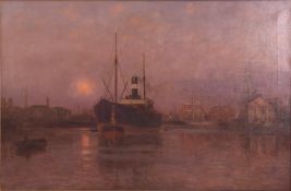 ARTHUR WILDE PARSONS (1854-1931) - SHIP LEAVING BRISTOL - OIL ON CANVAS