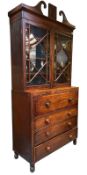 GEORGE III 19TH CENTURY MAHOGANY SECRETAIRE BOOKCASE