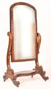 VICTORIAN 19TH CENTURY FLAME MAHOGANY CHEVAL MIRROR