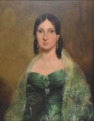 19TH CENTURY ENGLISH PORTRAIT SCHOOL - OIL ON BOARD PAINTING OF LADY