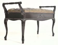 JAMES SHOOLBRED & CO - EBONISED AND GREEN LEATHER PIANO STOOL