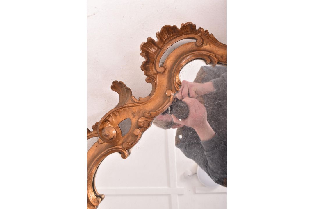 BAROQUE STYLE 19TH CENTURY GILTWOOD & GESSO FILIGREE WALL MIRROR - Image 3 of 10