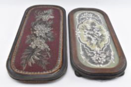 TWO 19TH CENTURY BEADED DOME STANDS ON BUN FEET, ONE HOGARTH STYLE