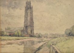 DAVID THOMSON MUIRHEAD (1867-1930) - 1925 LANDSCAPE WITH CATHEDRAL