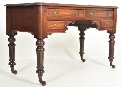 MANNER OF GILLOWS - 19TH CENTURY MAHOGANY & LEATHER WRITING TABLE DESK