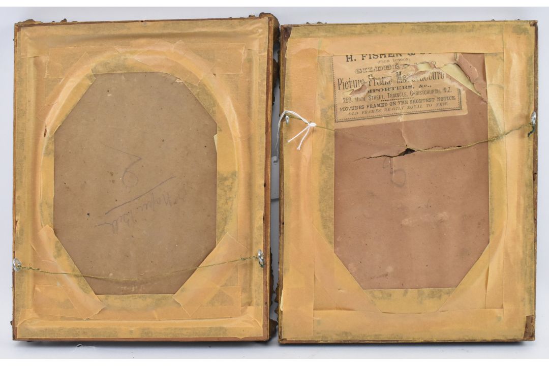PAIR OF GEORGE III 19TH CENTURY SILK & WATERCOLOUR OVAL PORTRAITS - Image 6 of 7