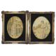 PAIR OF GEORGE III 19TH CENTURY SILK & WATERCOLOUR OVAL PORTRAITS - Image 1 of 7