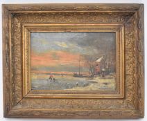 19TH CENTURY OIL ON BOARD LAKE SCENE PAINTING