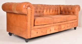 20TH CENTURY CHESTERFIELD TAN LEATHER SOFA