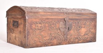 19TH CENTURY ZANZIBAR LEATHER BOUND & STUDDED DOME-TOP TRUNK