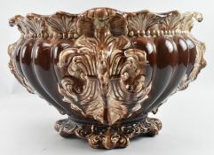 LARGE EARLY 20TH CENTURY MAJOLICA GLAZED FLOOR JARDINIERE