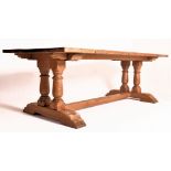LARGE 20TH CENTURY PINE WOOD REFECTORY FARMHOUSE DINING TABLE