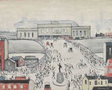 AFTER L. S. LOWRY (1887-1976) - STATION APPROACH - SIGNED LITHOGRAPH