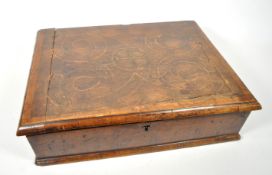 17TH CENTURY WALNUT OYSTER VENEERED SLOPE FRONT CHEST