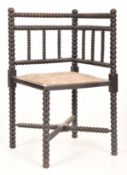 19TH CENTURY ARTS & CRAFTS BOBBIN TURNED CORNER CHAIR