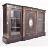 VICTORIAN 19TH CENTURY EBONISED & PORCELAIN PLAQUES CREDENZA
