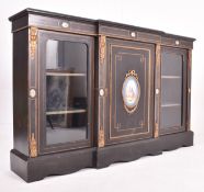 VICTORIAN 19TH CENTURY EBONISED & PORCELAIN PLAQUES CREDENZA