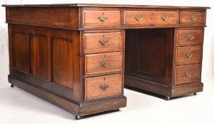 EARLY 20TH CENTURY MAHOGANY SQUARED PARTNERS' TABLE DESK