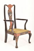 CHINESE INFLUENCED 19TH CENTURY LACQUERED CHINOISERIE CHILDREN'S CHAIR