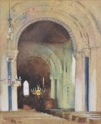 EARLY 20TH CENTURY 1913 WATERCOLOUR ON PAPER CHURCH PAINTING