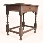 18TH CENTURY SOLID OAK SINGLE DRAWER SIDE TABLE LOWBOY DESK