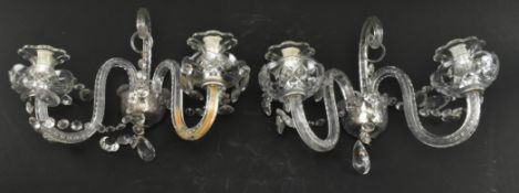 TWO MID CENTURY ITALIAN MURANO-STYLE GLASS WALL CANDELABRAS
