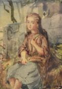 ROBERT GIBB (1845-1932) - WATERCOLOUR ON PAPER PAINTING OF A YOUNG LADY