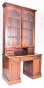 LATE VICTORIAN MAHOGANY ESTATE OFFICE BOOKCASE ON TWIN PEDESTAL DESK