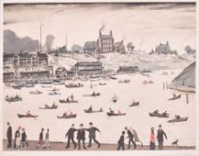 AFTER L. S. LOWRY (1887-1976) - CRIME LAKE - SIGNED LITHOGRAPH