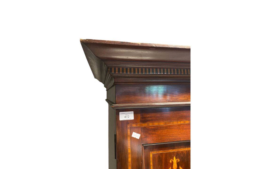 EDWARDIAN MAHOGANY & BOXWOOD INLAID TRIPLE COMPACTUM WARDROBE - Image 6 of 6