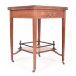 LATE VICTORIAN ROSEWOOD VENEERED ENVELOPE TOP CARD TABLE