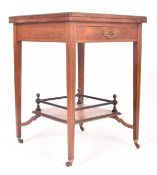 LATE VICTORIAN ROSEWOOD VENEERED ENVELOPE TOP CARD TABLE