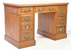 VICTORIAN LATE 19TH CENTURY OAK TWIN PEDESTAL DESK