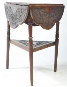 MANNER OF LIBERTY OF LONDON - 19TH CENTURY CARVED MAHOGANY CRICKET - SIDE TABLE