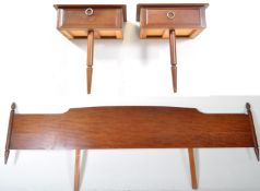 STAG FURNITURE- PAIR OF MID CENTURY BEDSIDES & HEADBOARD
