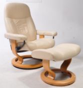 EKORNES STRESSLESS RECLINING EASY ARMCHAIR W/ OTTOMAN FOOTSTOOL