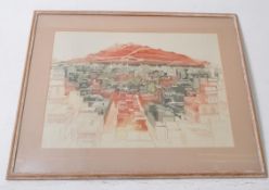 ROSALIND WHITMAN - 1986 'VIEW FROM SAM CITY' COLOURED ETCHING