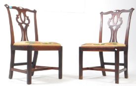 PAIR OF LATE 18TH CENTURY MAHOGANY CHIPPENDALE STYLE DINING CHAIRS