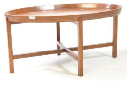 LATE 19TH CENTURY OVAL MAHOGANY BUTLERS TRAY ON STAND / COFFEE TABLE