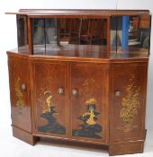 20TH CENTURY CHINESE CHINOISERIE MAHOGANY COCKTAIL DRINKS CABINET