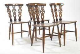 ERCOL MODEL 375 SET OF FOUR FLEUR DE LYS ELM DINING CHAIRS