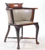 VICTORIAN OAK SMOKERS BOW ARMCHAIR