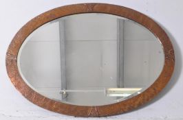 EDWARDIAN ARTS & CRAFTS HAMMERED COPPER OVAL WALL MIRROR