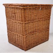 20TH CENTURY WICKER HINGED LAUNDRY HAMPER / LOG BASKET