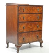 QUEEN ANNE REVIVAL BURR WALNUT CHEST OF DRAWERS