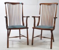 PAIR OF LATE 19TH CENTURY GOLDSMITH MANNER WINDSOR ARMCHAIRS