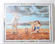 LARGE 20TH CENTURY ACRYLIC ON CANVAS PAINTING